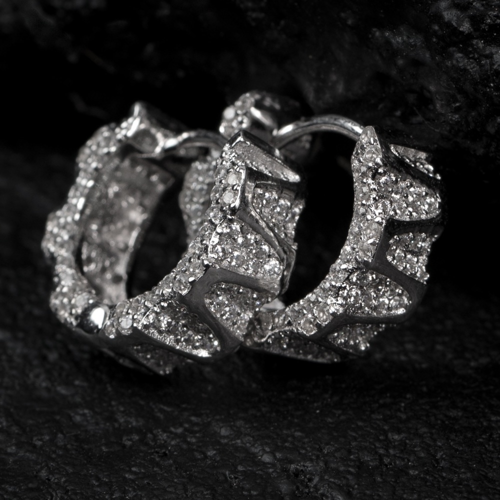 Fully Iced Cz Elegant Huggie Hoop Earrings